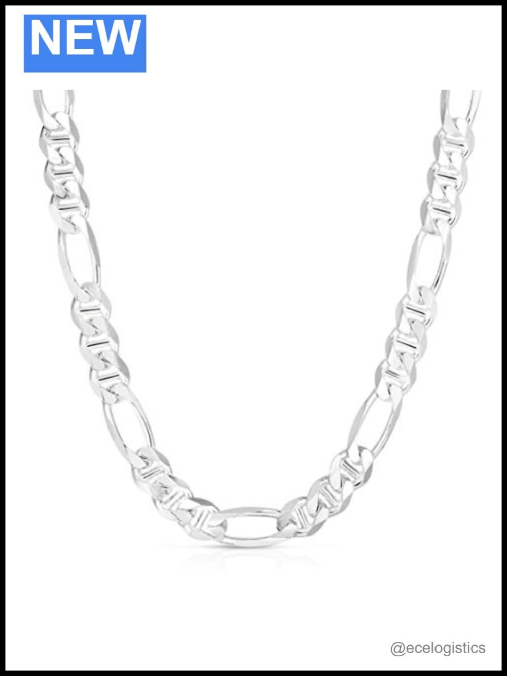 925 Sterling Silver Figaro Mariner Link Necklace 36"